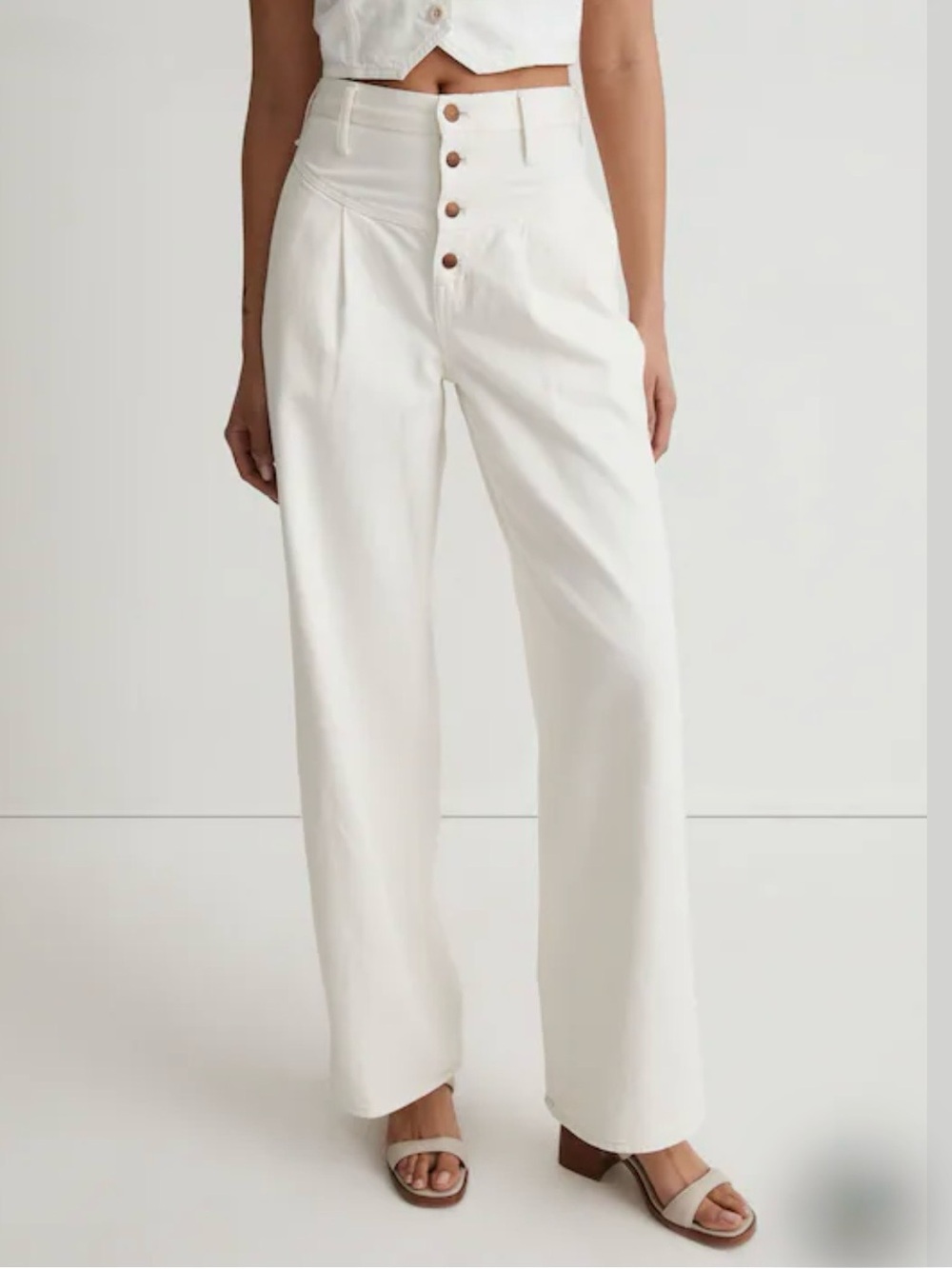 Madewell Super Wide Leg Jeans 29 Button Fly Off White Wide Leg READ
